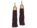 18kt yellow gold Tassel earring with garnet beads and 1.3 cts diamonds. Available in white, yellow, or rose gold.
